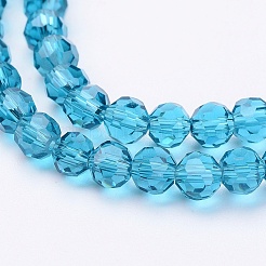 Fili di perle di vetro rotonde sfaccettate (32 sfaccettatura).&nbsp;X-EGLA-J042-4mm-14