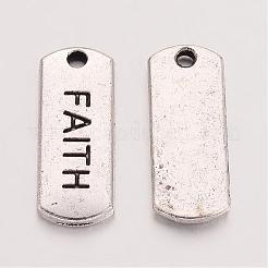 Тибетский стиль сплава прямоугольник с подвесками слова веры TIBEP-Q043-058-RS