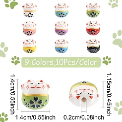 10 шт. фарфоровые бусины ручной работы с принтом PORC-YW0001-29A