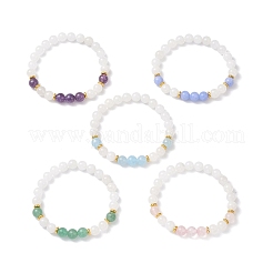 Круглые натуральные смешанные драгоценные камни бусины эластичные браслеты для женщин&nbsp;BJEW-JB12760