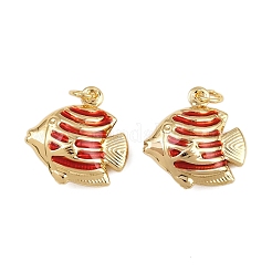 Латунные эмалевые подвески-рыбки&nbsp;KK-I377-05G-B
