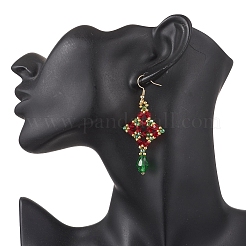 Серьги-подвески в форме ромба и капли из нержавеющей стали 304&nbsp;EJEW-MZ00620-02