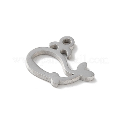 304ステンレスペンダント  クジラのチャーム  ステンレス鋼色  9.5x10.5x1mm  穴：1mm&nbsp;STAS-L292-01P