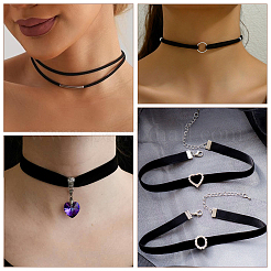 4 шт. 4 стиля ожерелья-чокеры из бархата и искусственной кожи&nbsp;NJEW-SC0001-73