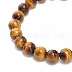 Эластичный браслет из круглых бусин из натурального тигрового глаза с подвеской в форме пули&nbsp;BJEW-JB08310-02