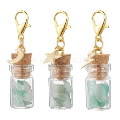 21 шт. 7 стиля чакра натуральные и синтетические драгоценные камни чипсы внутри стеклянной бутылки желаний подвеска украшение HJEW-JM03307