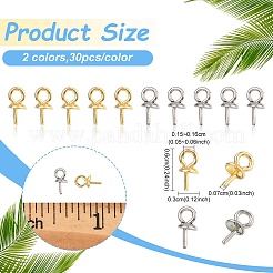 60 шт. 2 цвета 304 нержавеющая сталь чашечка жемчужные штифты булавки подвески&nbsp;STAS-YW0003-64