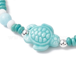 3 шт. синтетические бирюзовые и фарфоровые и окрашенные натуральные бусины говлита эластичные браслеты для женщин&nbsp;BJEW-JB11793
