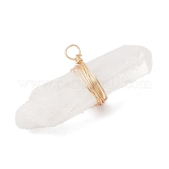 Подвески из натурального кварцевого кристалла с гальваническим покрытием в форме неправильной призмы&nbsp;PALLOY-JF03904-01