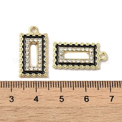 ラインストーン ペンダント付き合金  エナメル  長方形チャーム  ゴールドカラー  22.5x12x2mm  穴：1.6mm&nbsp;FIND-B032-21G