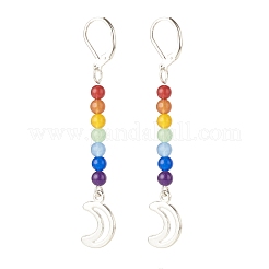 Jade de malaisie naturel avec breloque en alliage longues boucles d'oreilles à levier&nbsp;EJEW-JE04910