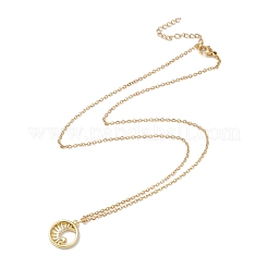 Прозрачное кубическое циркониевое плоское круглое ожерелье с подвеской в виде солнечной звезды NJEW-O125-59G