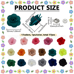 17 шт. броши-цветы из ткани JEWB-FG00002