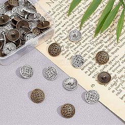 チベットスタイルの半円形の合金シャンクボタン  鉛フリー＆カドミウムフリー  ミックスカラー  17x7.5mm  穴：2mm  2色  30個/カラー  60個/箱&nbsp;TIBE-OC0001-03-RS