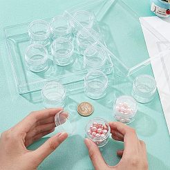 プラスチックビーズ収納ケース  ビーズ収納オーガナイザーボックス  カラムジャー12個付き。  クラフト用  アート  ビーズ  長方形  透明  3.8x3.4cm  内径：3.25のCM  12個/セット&nbsp;CON-WH0085-48B