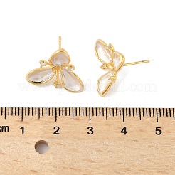 Серьги-гвоздики из латуни и стерлингового серебра в виде цветка&nbsp;LS-KK-M326-02G