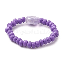 Стеклянные стрейч-кольца на пальцы ручной работы с бусинами лэмпворк и красками для выпечки RJEW-JR00675