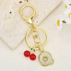Portachiavi con ciondolo a forma di lettera in ottone micro pavé di zirconi cubici trasparenti&nbsp;KEYC-SW00015-Q