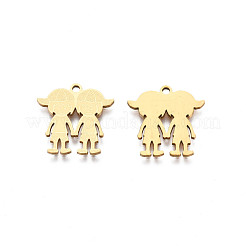 ステンレスペンダント201個  女の子  18KGP本金メッキ  16.5x16.5x1mm  穴：1.5mm&nbsp;STAS-N091-148LG