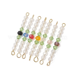 7 шт. 7-цветные подвески-фигурки из гальванического стекла в форме граненых ронделей и биконусов&nbsp;PALLOY-JF04762