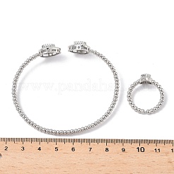 Наборы из каплевидных латунных браслетов-манжет и колец с микропаве из кубических цирконий для женщин SJEW-R002-04P-01