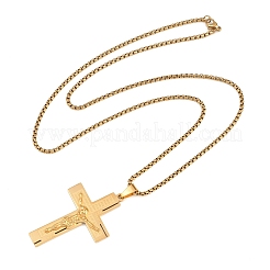 Religion 201 Edelstahl Jesuskreuz-Anhänger 304 Edelstahl-Boxkette&nbsp;SA-H003-05G