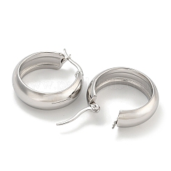 変色しにくい202ステンレススチールフープピアス  女性用304ステンレスピン付き  ステンレス鋼色  20.5x8mm&nbsp;EJEW-H003-38P-07
