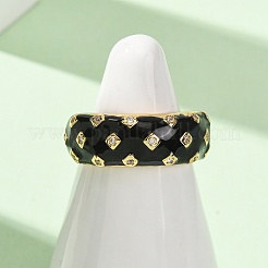 Anillos abiertos de latón con micro pavé de circonita cúbica&nbsp;CU-CBAB3AD-12G-01