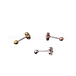 316l サージカルステンレス マイクロパヴェ クリア キュービックジルコニア 軟骨ピアス  花  ローズゴールド  6mm  ピン：0.8mm&nbsp;WG35DE6-19