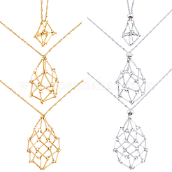 2 комплект 2 цветов 304 нержавеющая сталь кубовидная цепочка макраме мешочек пустой держатель для камня изготовление ожерелья NJEW-BBC0001-40