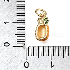 真鍮製エナメルペンダント  カドミウムフリー＆鉛フリー  24KGP本金メッキ  パイナップル  12x6x5mm  穴：3.5mm&nbsp;KK-G605-13G-02