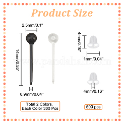 600 шт. двухцветные пластиковые серьги-гвоздики с маленькими шариками EJEW-NB0001-09