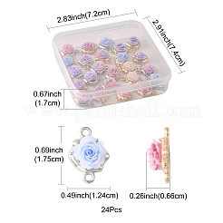 24 шт. 9-цветные подвески-соединители в виде цветка розы из сплава и смолы&nbsp;FIND-FS0004-71