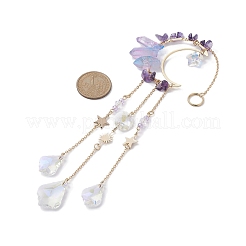 Лунный натуральный аметист и гальванические подвески из натурального кварца&nbsp;HJEW-JM01265