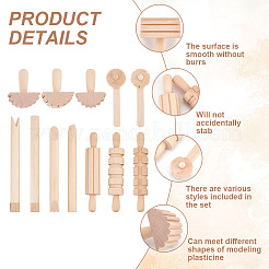 Ensembles d'outils de modelage en argile de bois&nbsp;DIY-WH0195-04