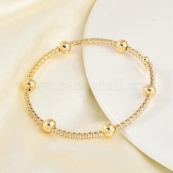 Bracelets en laiton micro pavé de zircons cubiques transparents pour femmes&nbsp;BJEW-M047-02G