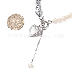 Ожерелье из синтетической немагнитной гематитовой крошки с натуральным жемчугом из картофеля&nbsp;NJEW-JN05894-01