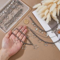 6 шт. 3 стиля 201 нержавеющая сталь кубинские звенья цепи ремень для ботинка цепи&nbsp;HJEW-FH00215