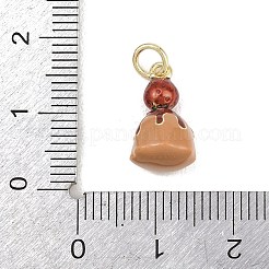 真鍮製エナメルペンダント  ゴールドカラー  苺  15x8.5mm  丸カン：5x0.8ミリ  内径：3.2mm&nbsp;KK-Z144-01G-02