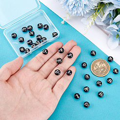 32 шт. 26 вида бусин из натурального черного камня и золотой эмали G-PH0003-23