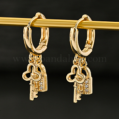 Латунные серьги-кольца с ключом и замком&nbsp;SX3628