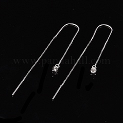 ロジウムメッキスターリングシルバースレッダーイヤリング  片穴パーツ用  プラチナ  64x9.5mm  ピン：0.7mm&nbsp;X-STER-N0001-027