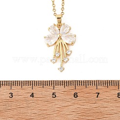 Латунный микропаве кубический прозрачный цирконий бабочка кулон ожерелья для женщин&nbsp;NJEW-S448-06G