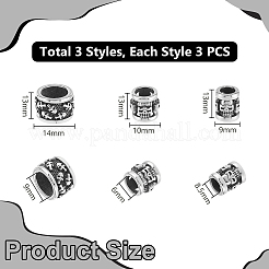 9 шт. 3 стиля хэллоуин бусины из нержавеющей стали&nbsp;STAS-UN0059-63