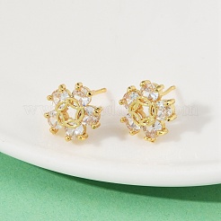 Серьги-гвоздики из латуни с микро-паве и прозрачным фианитом EJEW-U064-03D-G