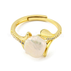 Регулируемое кольцо «Цветок жизни» из натурального жемчуга RJEW-H220-26G