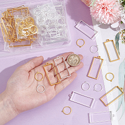 100 шт. 4-х стилевые подвески из сплава с открытой задней оправой в виде прямоугольника и кольца&nbsp;FIND-GA0006-70