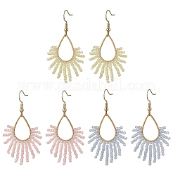 Pendientes colgantes de acero inoxidable con cuentas de vidrio&nbsp;EJEW-MZ00826