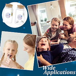 2 шт. 2-цветные прозрачные стеклянные бутылочки для молочных зубов с пробковыми пробками из сплава и наклейками с изображением зубов AJEW-NB00017