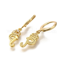 Серьги-кольца из латуни с прозрачным фианитом&nbsp;EJEW-M045-01Q